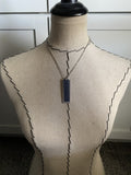 Metallic Blue Leather & Silver Pendant Necklace