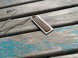 Brown Speckled Leather Necklace - Brushed Aluminum Pendant