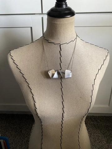 Abstract Wave Necklace with stainless steel chain