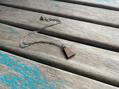Wood Drop Pendant Necklace- Small Pendant