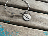 Hand-Stamped 'Work For It' Bangle Bracelet with Accent Bead