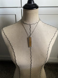 Mustard Yellow/Tan Leather and Silver Necklace- Metal and Leather Necklace