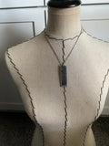 Splotched Leather & Silver Necklace - Modern Metal Pendant