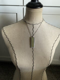 Light Green Leather Necklace: Brushed Aluminum Pendant