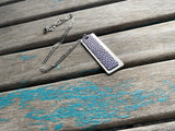 Metallic Blue Leather & Silver Pendant Necklace