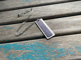 Metallic Blue Leather & Silver Pendant Necklace