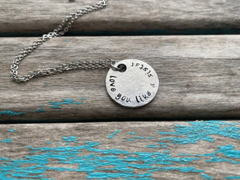 Inspirational Quote Necklace: "love you like a sister" -textured pendant