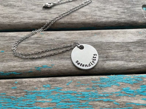 Inspirational Quote Necklace: "serendipity"