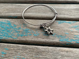 SALE- Starburst Charm Bangle Bracelet - Adjustable Bracelet