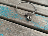 SALE- Starburst Charm Bangle Bracelet - Adjustable Bracelet