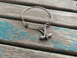 SALE- Golf Charm Bangle Bracelet - Adjustable Bracelet