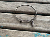 SALE- Adjustable Coffee Cup Charm Bangle Bracelet