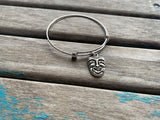 Drama Mask Charm Bangle Bracelet - Adjustable Theater Jewelry