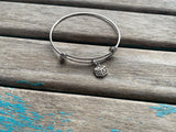 SALE- Adjustable Charm Bangle Bracelet: ABC Block Charm