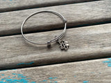 Teddy Bear Charm Bangle Bracelet - Adjustable