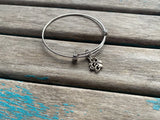 Teddy Bear Charm Bangle Bracelet - Adjustable