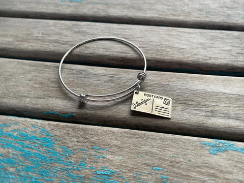 SALE- Postcard Charm Bangle Bracelet