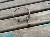 SALE - Barbell Charm Bangle Bracelet - Adjustable Weightlifting Jewelry