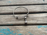 SALE - Barbell Charm Bangle Bracelet - Adjustable Weightlifting Jewelry