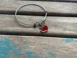 Apple Charm Bangle Bracelet - Adjustable Jewelry