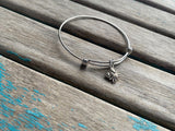 Crab Charm Bangle Bracelet - Adjustable