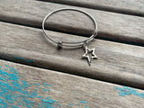 SALE- Star Charm Bangle Bracelet - Adjustable Bracelet