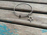 SALE- Star Charm Bangle Bracelet - Adjustable Bracelet