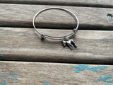 SALE- Donkey Charm Bangle Bracelet - Adjustable Animal Jewelry