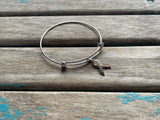 Fighter Ribbon Bangle Bracelet: Adjustable Charm