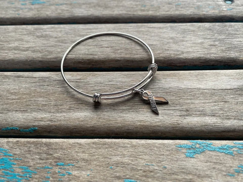 Fighter Ribbon Bangle Bracelet: Adjustable Charm