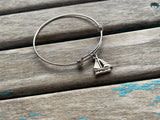 SALE- Sailboat Charm Bangle Bracelet - Adjustable Bracelet