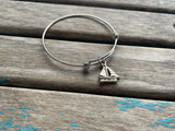 SALE- Sailboat Charm Bangle Bracelet - Adjustable Bracelet