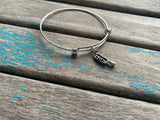 SALE- Trumpet Charm Bangle Bracelet - Adjustable Bracelet