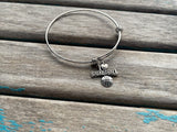 SALE- Basketball Charm Bangle Bracelet - Adjustable Bracelet