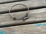 SALE- Tiger Charm Bangle Bracelet - Adjustable Bracelet