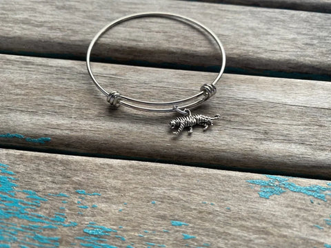 SALE- Tiger Charm Bangle Bracelet - Adjustable Bracelet