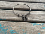 SALE- Volleyball Charm Bangle Bracelet - Adjustable Bracelet