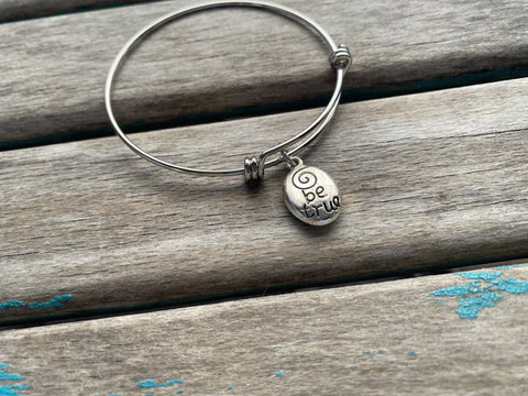 SALE- 'be true' Charm Bangle Bracelet - Adjustable