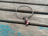 SALE- Pink Boot Charm Bangle Bracelet - Adjustable Bracelet