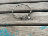 SALE- Bird Charm Bangle Bracelet - Adjustable Bracelet