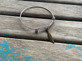 SALE- Feather Charm Bangle Bracelet - Adjustable Bracelet