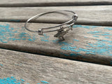 SALE- Shark Charm Bangle Bracelet - Adjustable Bracelet
