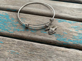 SALE- Helicopter Charm Bangle Bracelet - Adjustable Bracelet