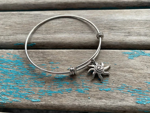SALE- Sun Charm Bangle Bracelet - Adjustable
