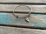 SALE- Hand/Heart Charm Bangle Bracelet - Adjustable Bracelet