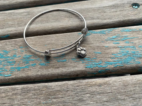 SALE- Paw Charm Bangle Bracelet - Adjustable Bracelet