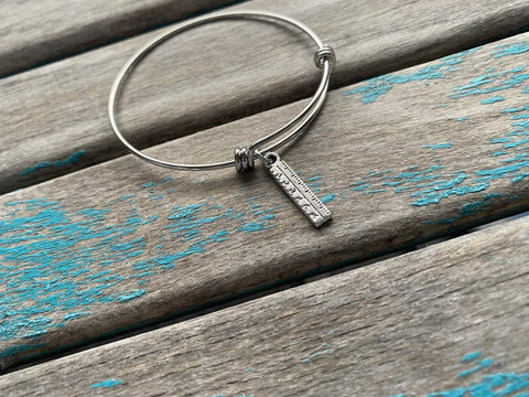 SALE- Ruler Charm Bangle Bracelet - Adjustable