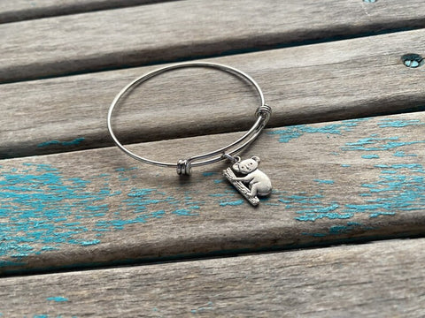 SALE- Koala Charm Bangle Bracelet - Adjustable