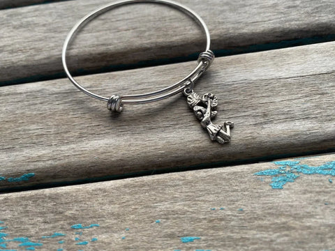 SALE- Cheer Charm Bangle Bracelet - Adjustable