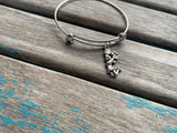 SALE- Cheer Charm Bangle Bracelet - Adjustable